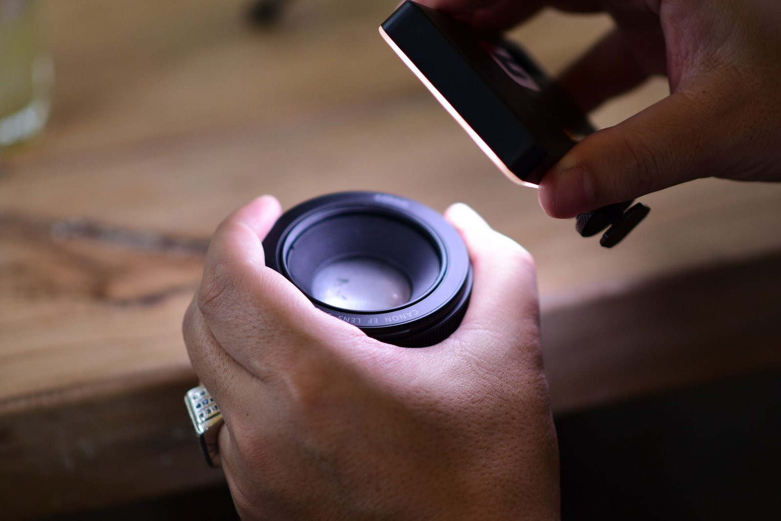 camera lens being inspected