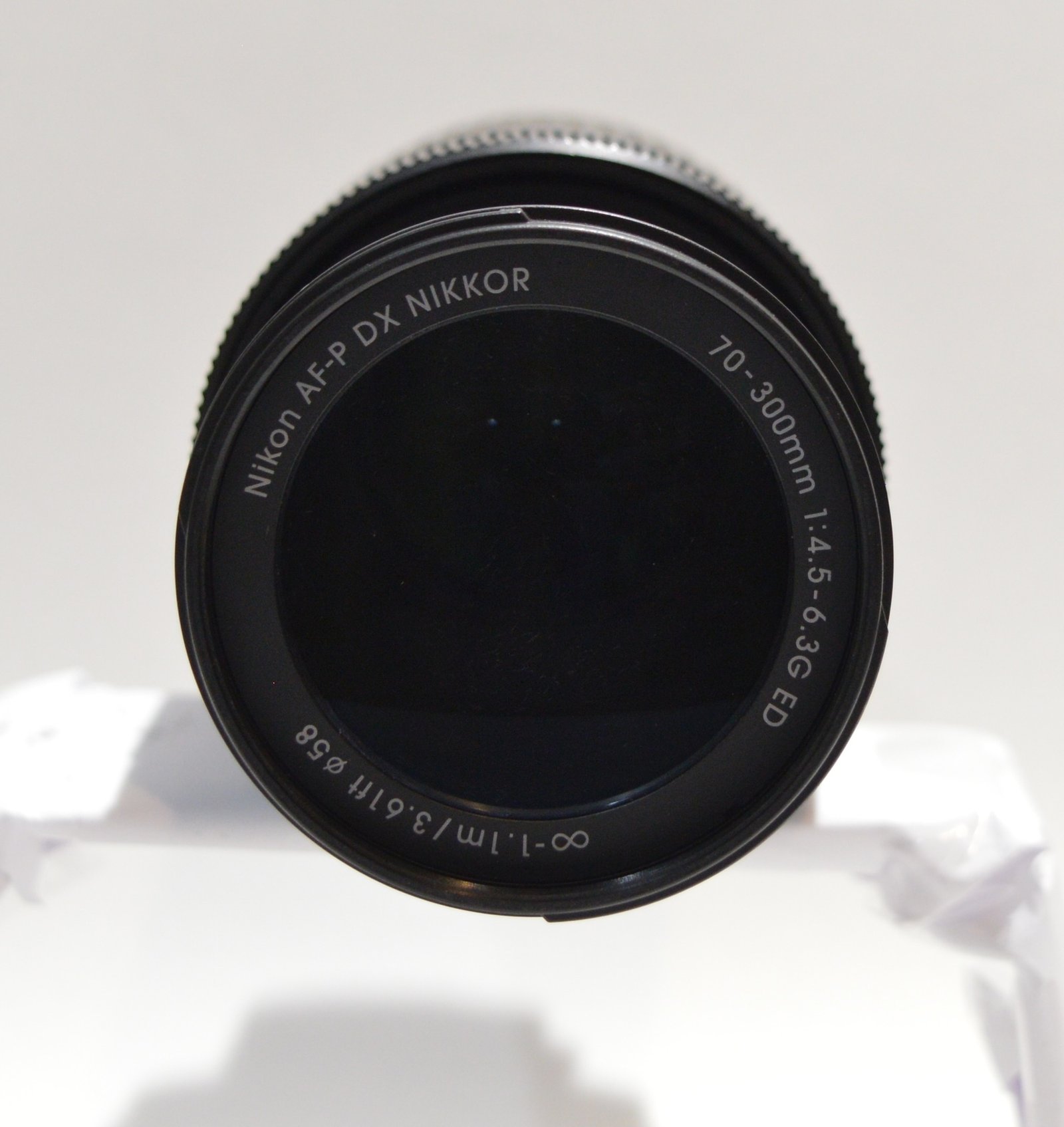 Nikon AF-P DX NIKKOR 70-300mm f/4.5-6.3G ED on white background