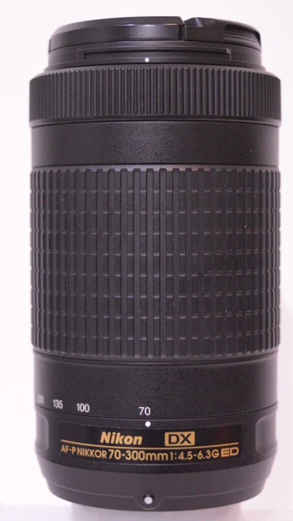 AF-P DX NIKKOR 70-300mm f/4.5-6.3G ED on white background