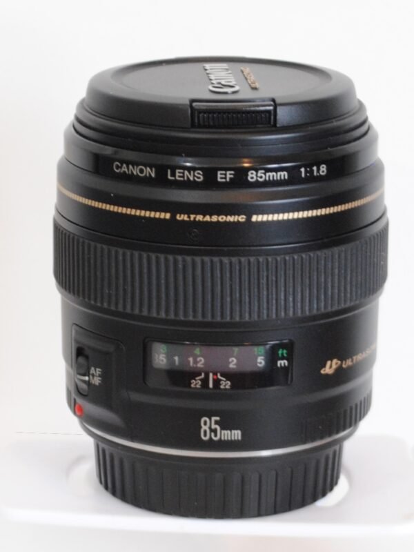Canon EF 85mm f/1.8 USM on white background