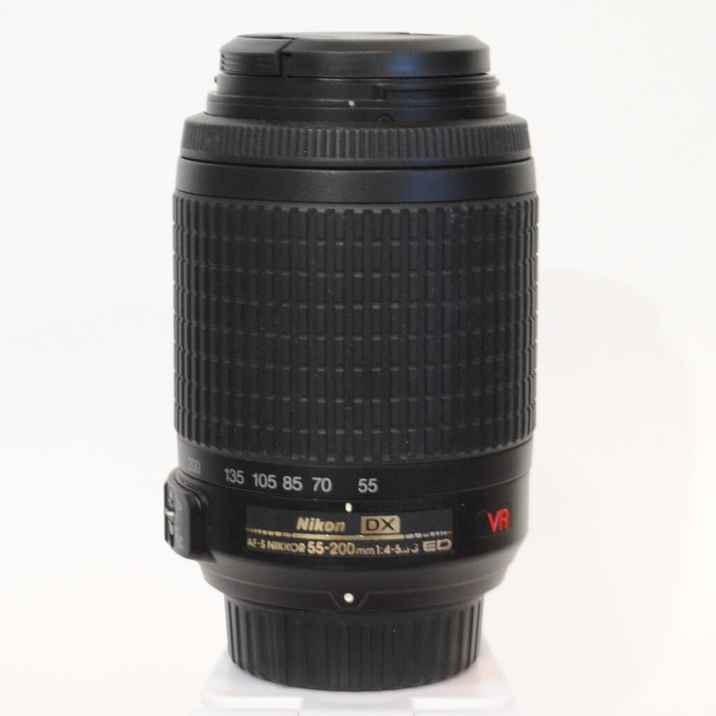 Nikon AF-S DX NIKKOR 55-200mm f/4-5.6G ED VR II Lens on white background
